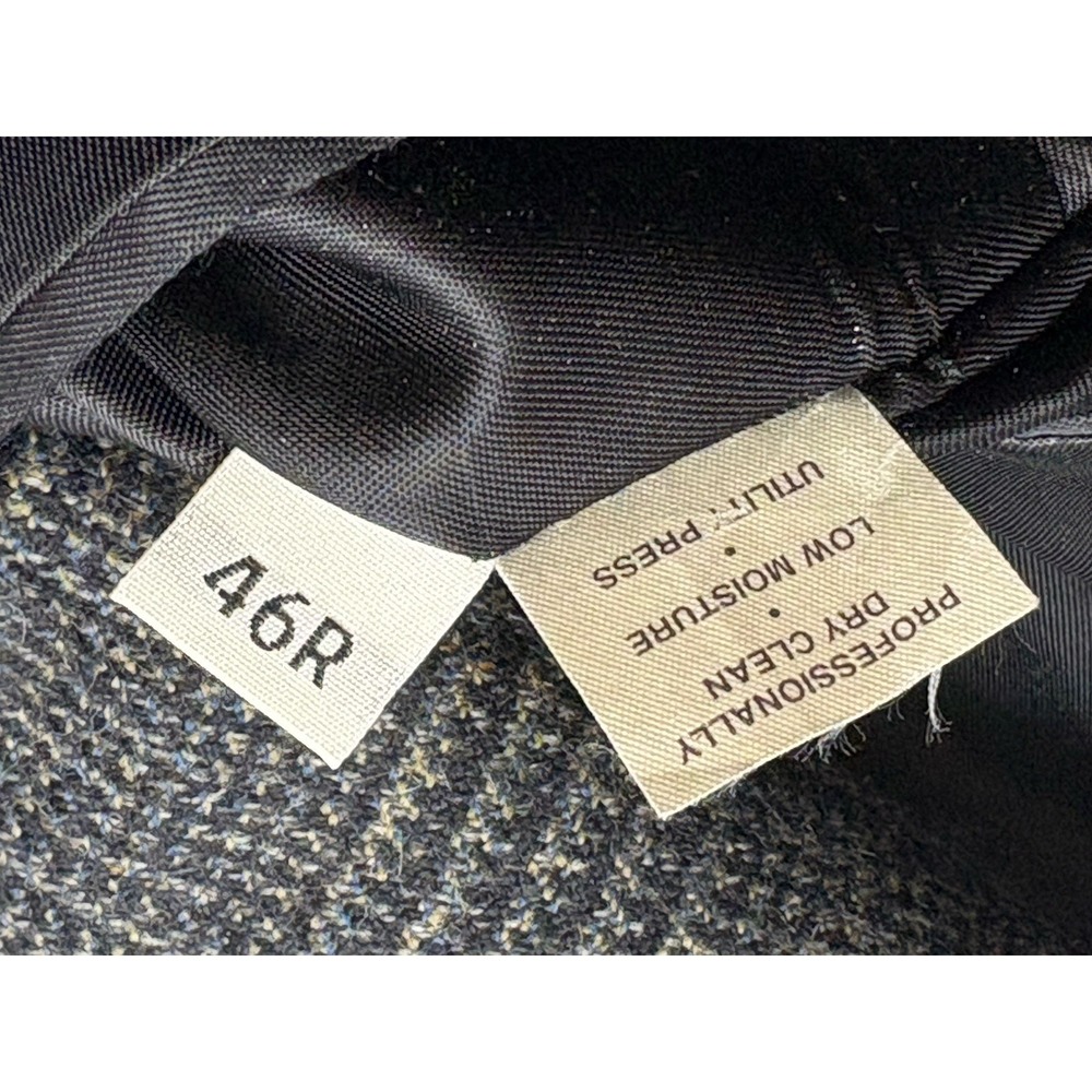 VTG 80s/90s Hart Schaffner Marx Soft Flannel Wool Sport Coat Navy Glen Plaid 46R - Picture 13 of 13